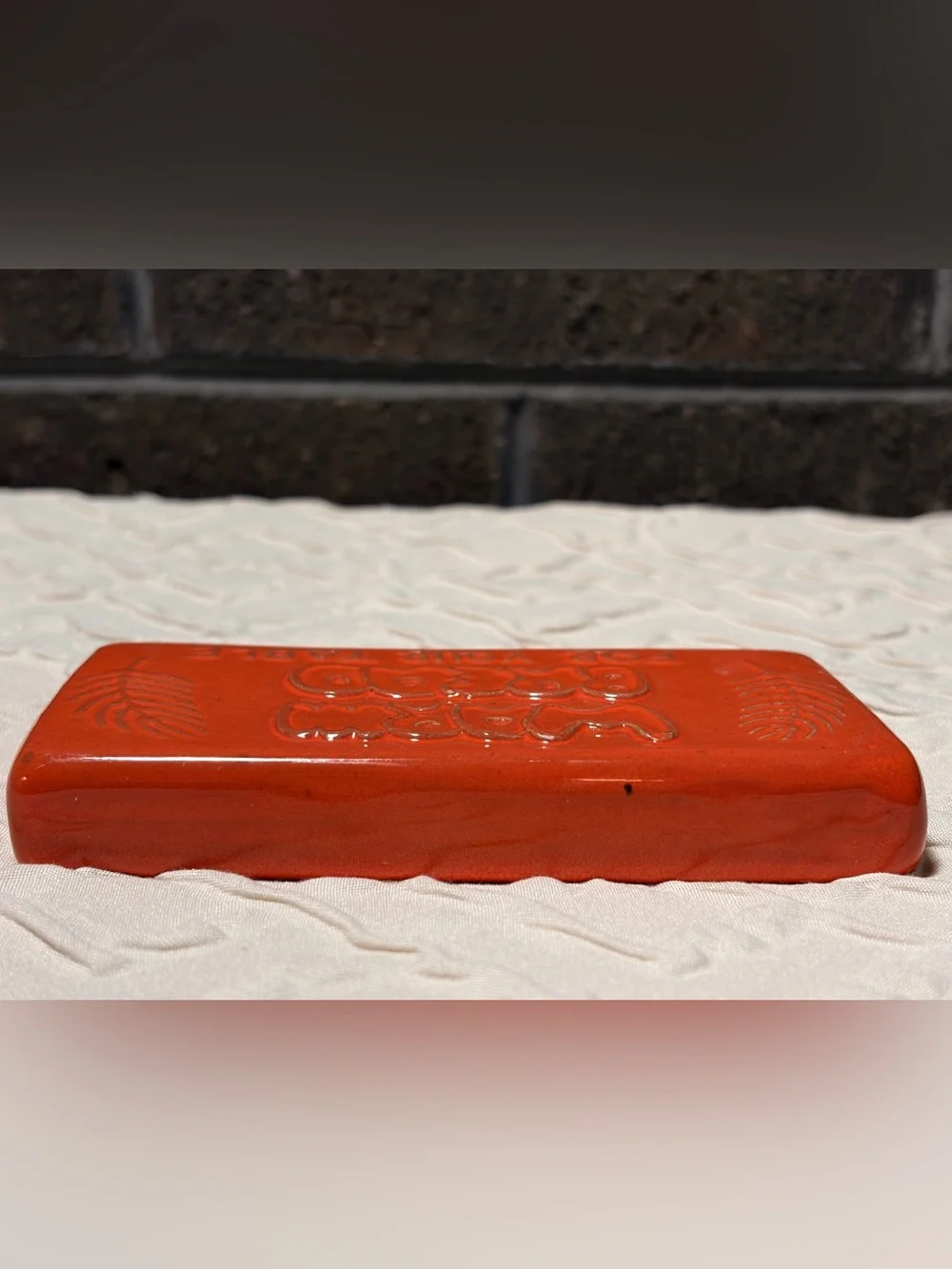 Vintage Frankoma Pottery 251 Rectangular Bread Warmer Flame Red Gloss